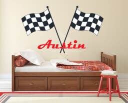 Personalized Racing Name Wall Decal - Boysroom Art Kids Vinyl Decor - thumbnail 1
