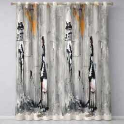 Woman in Black & White Dress Urban Graffiti Bold Vibrant Artwork For Home Decor Readymade Eyelet Ring Top Thermal 100% Blackout Curtains - thumbnail 3