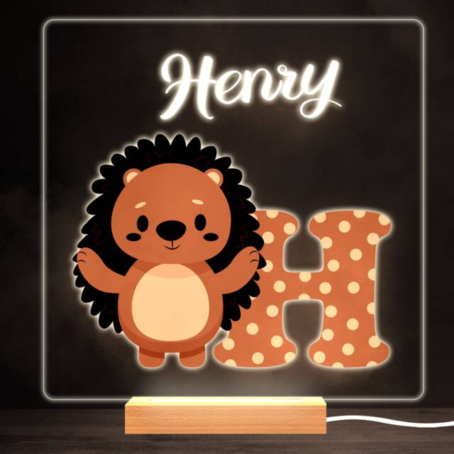 Animal Alphabet Letter H Colourful Square Personalised Gift Led Lamp Night Light - Bedroom - image 1