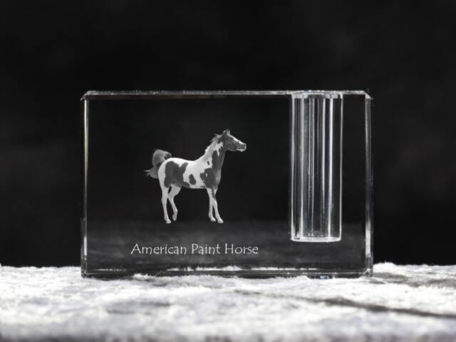 American Paint Horse, Crystal Pen Holder With Horse, Souvenir, Decoration, Limited Edition, Collection - image 1