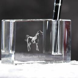 American Paint Horse, Crystal Pen Holder With Horse, Souvenir, Decoration, Limited Edition, Collection - thumbnail 3