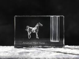 American Paint Horse, Crystal Pen Holder With Horse, Souvenir, Decoration, Limited Edition, Collection - thumbnail 1