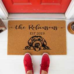 Personalized Dog Doormat, Custom Labradoodle Welcome Mat, Housewarming Gift, Mom Family Name Door Funny Lover - thumbnail 4