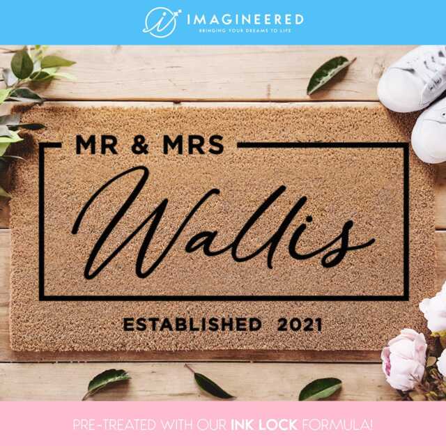 Custom Engagement Doormat - Mr & Mrs Surname Personalized Name Mat Porch Decor Wedding Gift - image 1