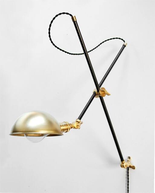 Wall Lamp - Adjustable Bedside Extension Boom Sconce Articulating Industrial Black & Brass Scissor Light