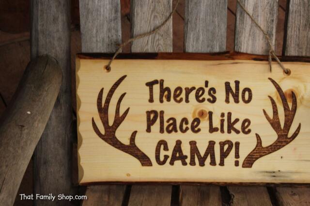 Camping Signs Decor Rustic Wood, Welcome Plaque, Deer, Hunting, Cabin Wall Hanging - image 1