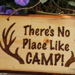 Camping Signs Decor Rustic Wood, Welcome Plaque, Deer, Hunting, Cabin Wall Hanging - thumbnail 2