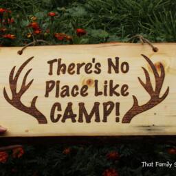 Camping Signs Decor Rustic Wood, Welcome Plaque, Deer, Hunting, Cabin Wall Hanging - thumbnail 4
