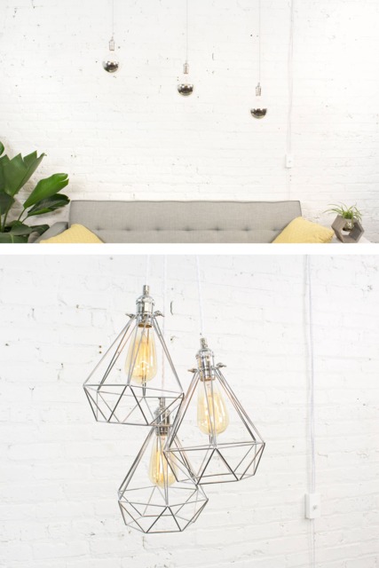 Plug in Chandelier -Choose 3, 5, 7 Pendant Lights - Dimmer Switch Hanging Lamps Swag Light Hook Custom Colors - image 1