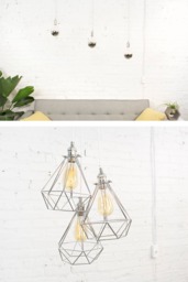 Plug in Chandelier -Choose 3, 5, 7 Pendant Lights - Dimmer Switch Hanging Lamps Swag Light Hook Custom Colors - thumbnail 1