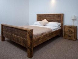 The York Bed Frame Chunky Reclaimed Pine Wood With Footboard All Sizes Available Free UK Delivery. Extra Thick 4.5cm Slats