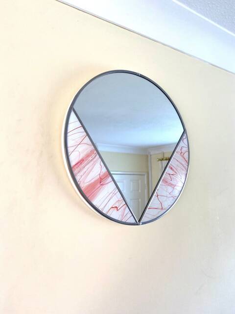 Art Deco Red Round Mirror - Cranberry Fizz - image 1