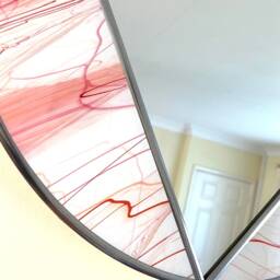 Art Deco Red Round Mirror - Cranberry Fizz - thumbnail 3