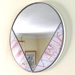 Art Deco Red Round Mirror - Cranberry Fizz - thumbnail 4