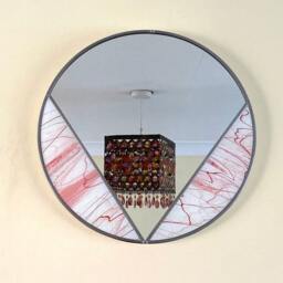 Art Deco Red Round Mirror - Cranberry Fizz - thumbnail 2