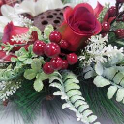 Christmas Door Wreath, Traditional Style With Flowers - thumbnail 3