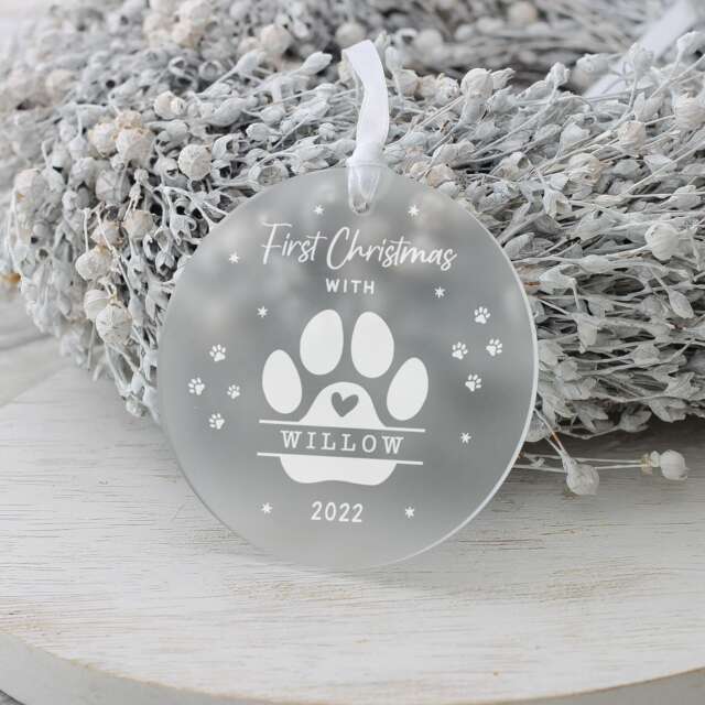 Personalised Puppy's 1st Christmas Decoration, First Puppy Gift, Dogs Gift Ornament, New Gifts, Dog Xmas - image 1