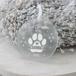 Personalised Puppy's 1st Christmas Decoration, First Puppy Gift, Dogs Gift Ornament, New Gifts, Dog Xmas - thumbnail 1