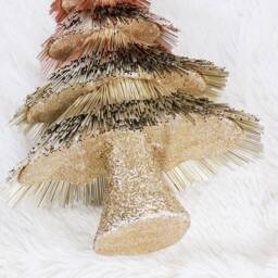 3Pcs Miniature Christmas Tree Set Champagne & Rose Gold Table Decor - thumbnail 3