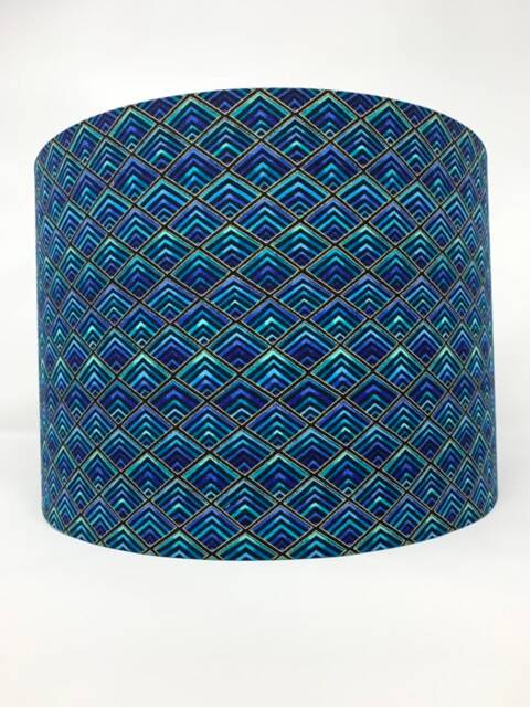 Art Deco Lampshade Geometric Blue & Gold Light Shade - image 1