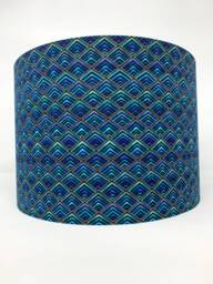 Art Deco Lampshade Geometric Blue & Gold Light Shade - thumbnail 1