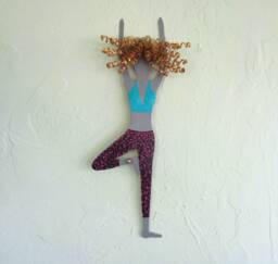 Handmade Yoga Tree Pose Metal Wall Art Upcycled Steel Sculpture - thumbnail 1