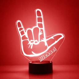Acrylic Light Up Love Hand Sign, Custom Engrave Night Light, Personalized Free, 16 Color Options With Remote Control, Desk Lamp, Best Gift - thumbnail 1