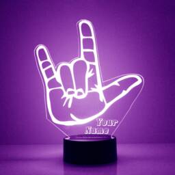 Acrylic Light Up Love Hand Sign, Custom Engrave Night Light, Personalized Free, 16 Color Options With Remote Control, Desk Lamp, Best Gift - thumbnail 3