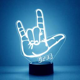Acrylic Light Up Love Hand Sign, Custom Engrave Night Light, Personalized Free, 16 Color Options With Remote Control, Desk Lamp, Best Gift - thumbnail 2