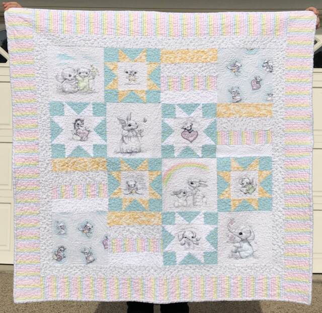 Quilted, Hand Crafted Baby's Quilt-Keepsake-Newborn-Home Furnishing-Crib Bedding-One Of A Kind - image 1