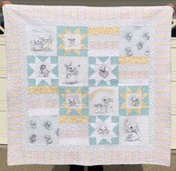 Quilted, Hand Crafted Baby's Quilt-Keepsake-Newborn-Home Furnishing-Crib Bedding-One Of A Kind