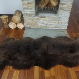 Giant Brown Double Sheepskin Throw, Genuine Leather Wool Carpet, Natural Comfy Cozy Home Decor - thumbnail 4