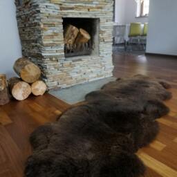 Giant Brown Double Sheepskin Throw, Genuine Leather Wool Carpet, Natural Comfy Cozy Home Decor - thumbnail 2