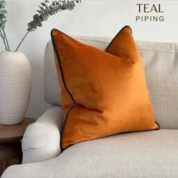 Orange Velvet Cushion Cover - Custom Throw Pillow - thumbnail 4