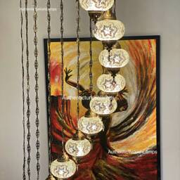 16 Ball Mosaic Lamps, Morocco Lantern, Chandelier, Turkish Light, Hanging Lamp, Lighting, Mosaic Lamp, Mosaic Glass, Morocco Lighting - thumbnail 3