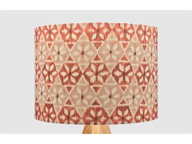 Handmade Lampshade Orange Diamond Floral Geometric Fabric Drum, Retro Boho Light Shade For Table/Floor Lamp Or Ceiling Pendant - image 1
