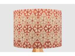 Handmade Lampshade Orange Diamond Floral Geometric Fabric Drum, Retro Boho Light Shade For Table/Floor Lamp Or Ceiling Pendant - thumbnail 1