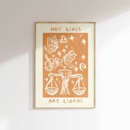 Hot Girls Are Libras Wall Print - Star Sign, Horoscope, Zodiac Lovers Astrology Poster Air Signs Trendy Art Libra Gift - thumbnail 1