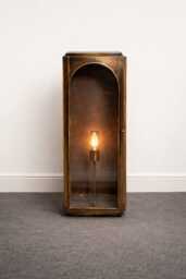 30 Inches Handmade Brass Outdoor Wall Lantern - Dark Bronze Exterior Light With Fiberglass Panels Custom Size & Finish Sconce - thumbnail 1