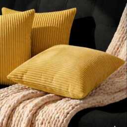 Ochre Corduroy Cushion Cover Set Of 4 - Handmade Pillow Case, 18x18 - thumbnail 2
