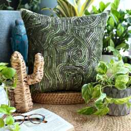 "Green Art Silk Sequins & Beads Decorative Throw Pillow Cover, 16""x16" - thumbnail 3