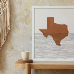 Boho Decor - Texas Mid Century Wall Art, Minimalist Art & Abstract Print, State Map Print - thumbnail 2
