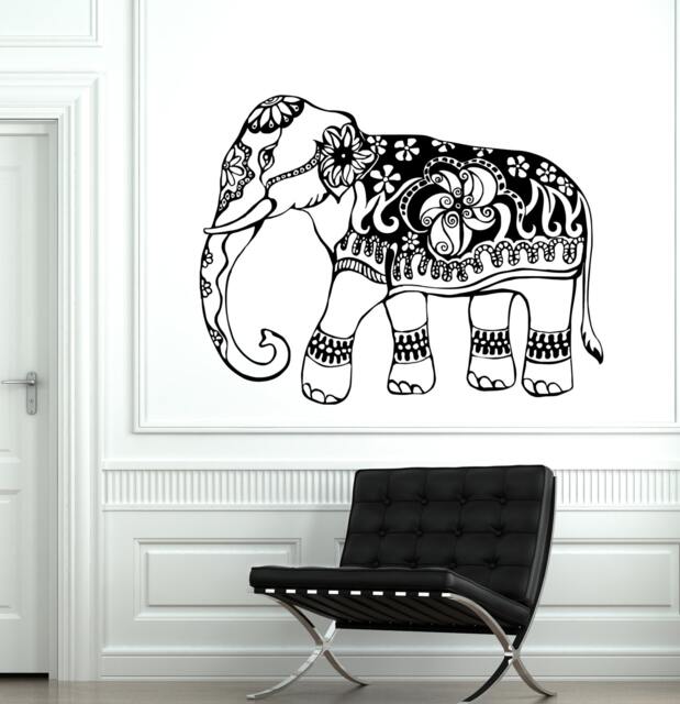 Wall Decal Elephant Indian Animal Ornament Tribal Mural Vinyl 1716Dz - image 1