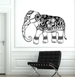 Wall Decal Elephant Indian Animal Ornament Tribal Mural Vinyl 1716Dz - thumbnail 1