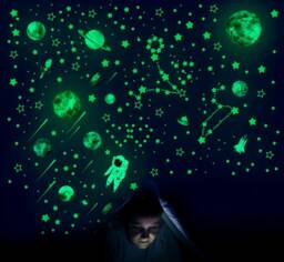 Glow in The Dark Space Wall Stickers. Comets, Ufo, Rockets, Spaceman, Shuttle, Asteroids, Planets, Saturn, Stars. Kids Bedroom Galaxy Decor - thumbnail 1