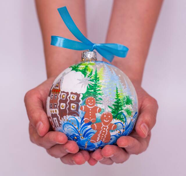 Gingerbread House Hand Painted Glass Christmas in July - Personalise Bauble Custom Ornament With Gingerbread Cookies Gift For Kids - image 1