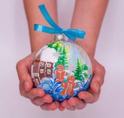 Gingerbread House Hand Painted Glass Christmas in July - Personalise Bauble Custom Ornament With Gingerbread Cookies Gift For Kids