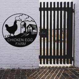 Chicken Egg Farm Metal Sign, Custom Coop Sign Name, Personalized Wall Art, Hen House Decor, Chicken - thumbnail 2