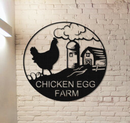 Chicken Egg Farm Metal Sign, Custom Coop Sign Name, Personalized Wall Art, Hen House Decor, Chicken