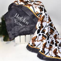 Personalized Construction Truck Blanket Dump Baby Minky Boy Toddler Worker Baby Gift - thumbnail 2